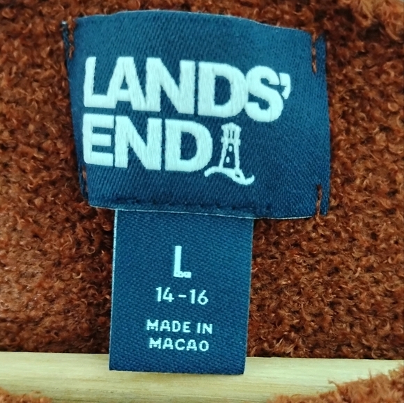 Lands’ End Striped Sweater Dress L Red Beige Cozy Knit Preppy Fall Winter Outfit - Picture 6 of 7